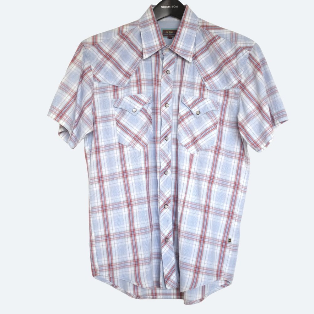 COPY - Haight & Ashbury sport pearl snap windowpane plaid shirt size 5